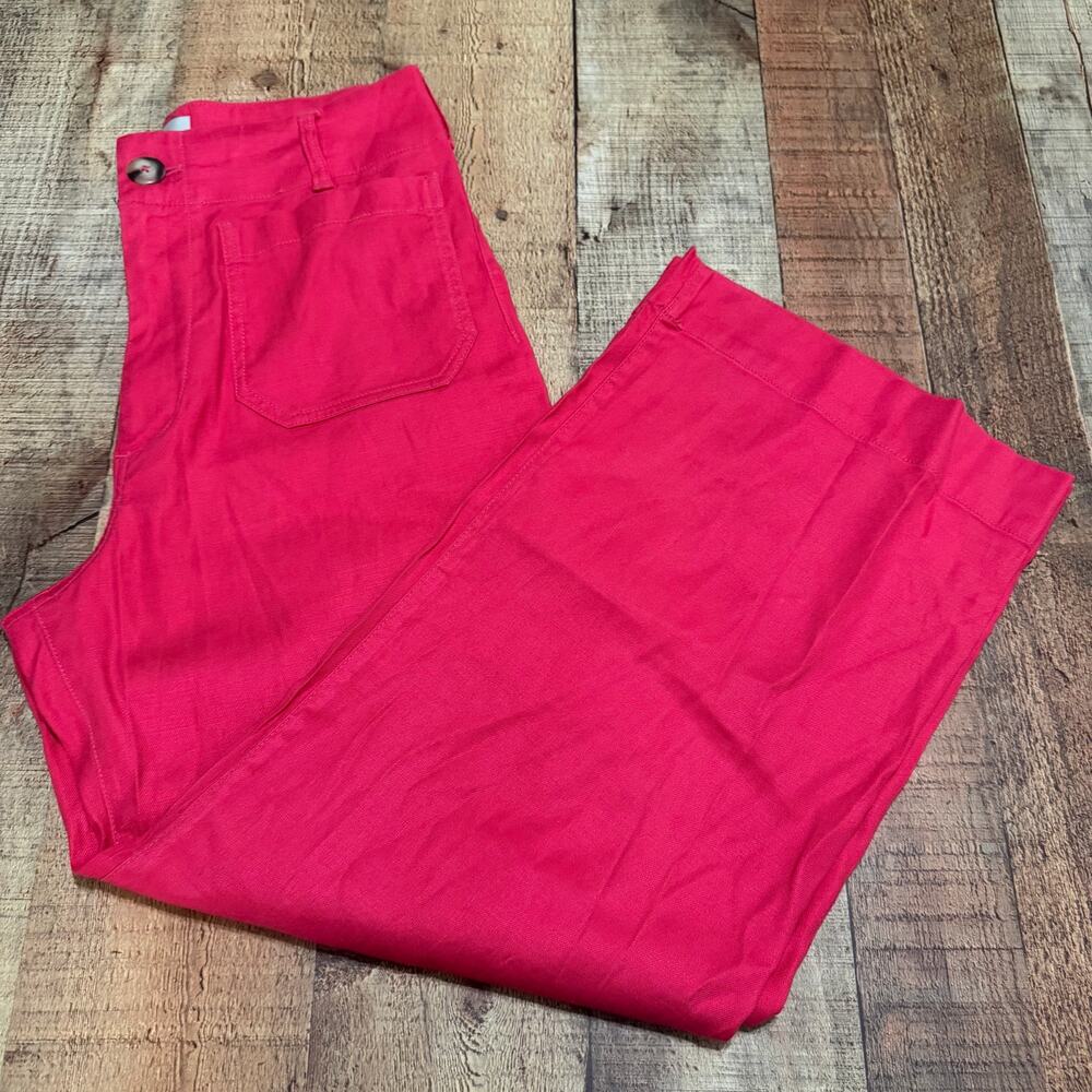 Maeve Anthropologie Pink Linen Blend Wide Leg The Colette Pants Sz 28 Trouser